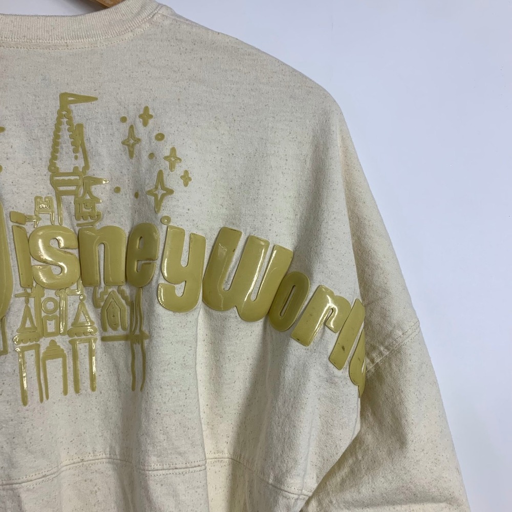 Disney World Spirit Jersey Cream Speckled Mickey Mouse Castle Long Sleeve Womens - Picture 6 of 15